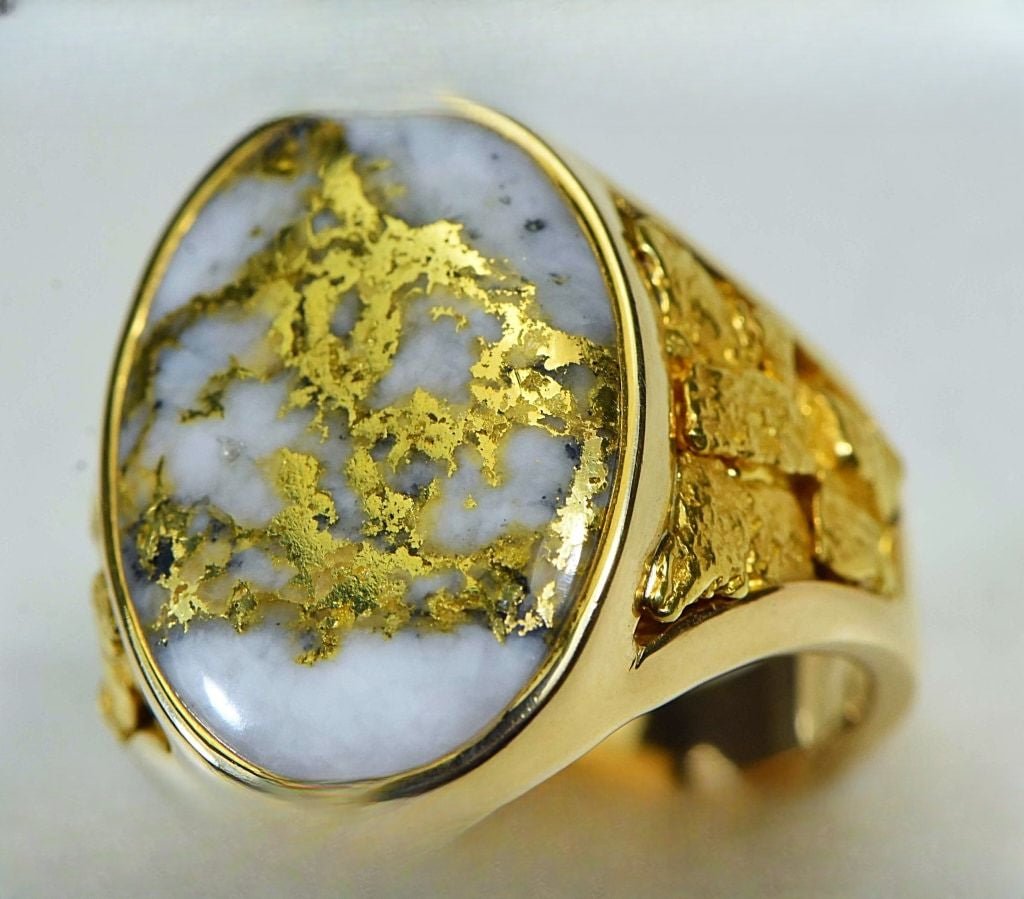 Gold Quartz Ring "Orocal" RM627Q Genuine Hand Crafted Jewelry - 14K Gold Casting