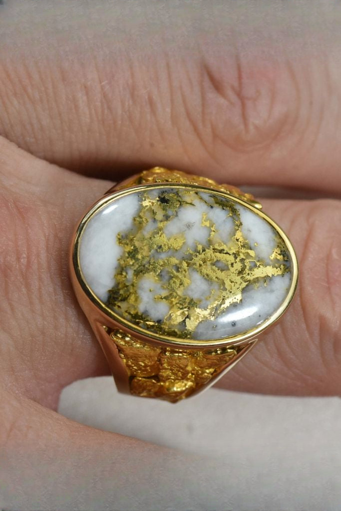 Gold Quartz Ring "Orocal" RM627Q Genuine Hand Crafted Jewelry - 14K Gold Casting