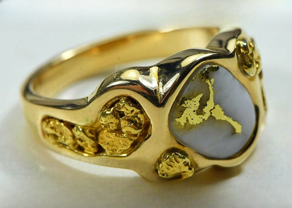 Gold Quartz Ring "Orocal" RM654Q Genuine Hand Crafted Jewelry - 14K Gold Casting