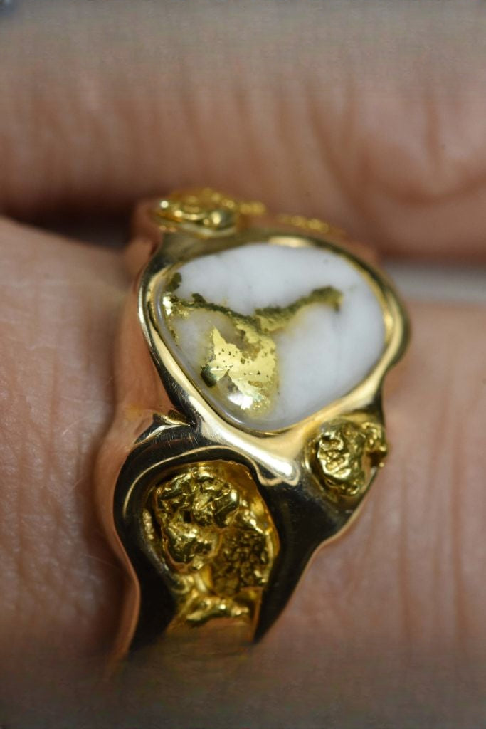 Gold Quartz Ring "Orocal" RM654Q Genuine Hand Crafted Jewelry - 14K Gold Casting