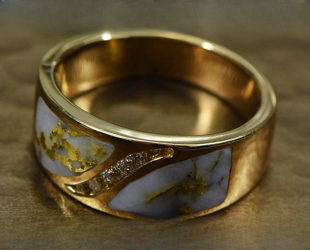 Gold Quartz Ring "Orocal" RM673D27Q Genuine Hand Crafted Jewelry - 14K Gold Casting