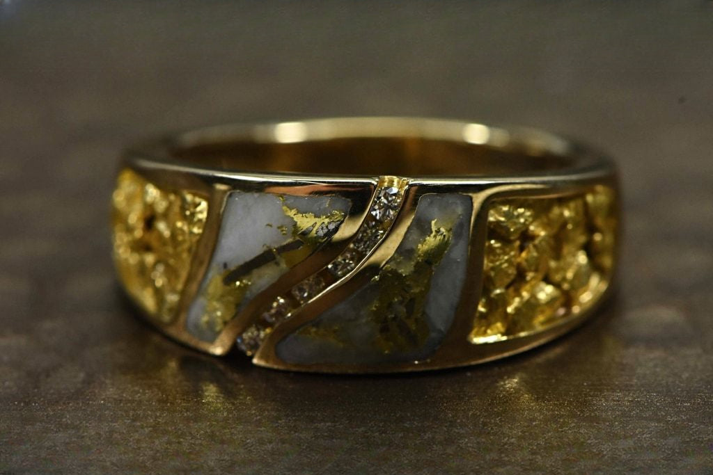 Gold Quartz Ring "Orocal" RM731D14NQ Genuine Hand Crafted Jewelry - 14K Gold Casting