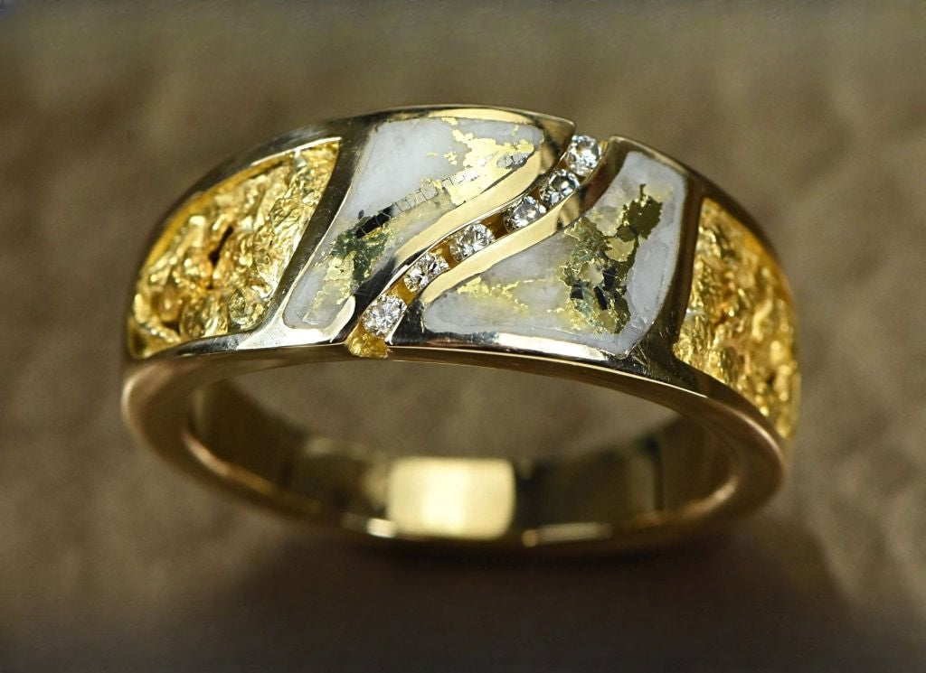 Gold Quartz Ring "Orocal" RM731D14NQ Genuine Hand Crafted Jewelry - 14K Gold Casting