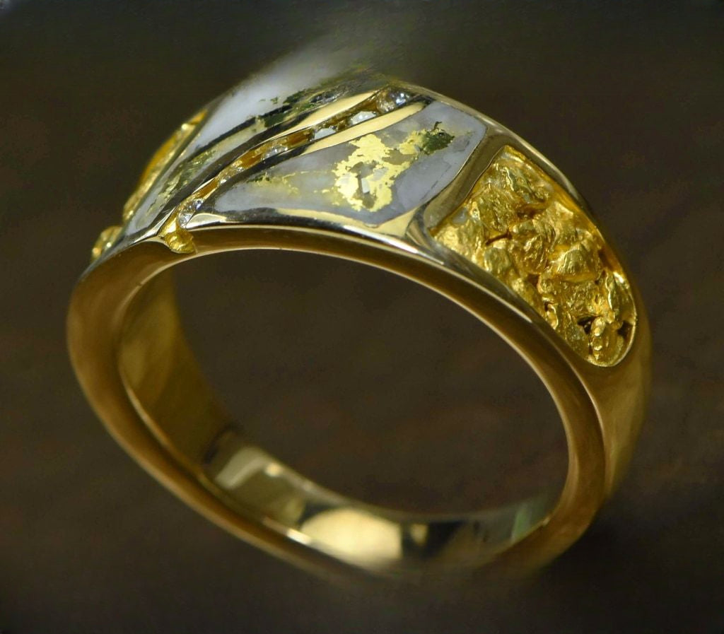 Gold Quartz Ring "Orocal" RM731D14NQ Genuine Hand Crafted Jewelry - 14K Gold Casting