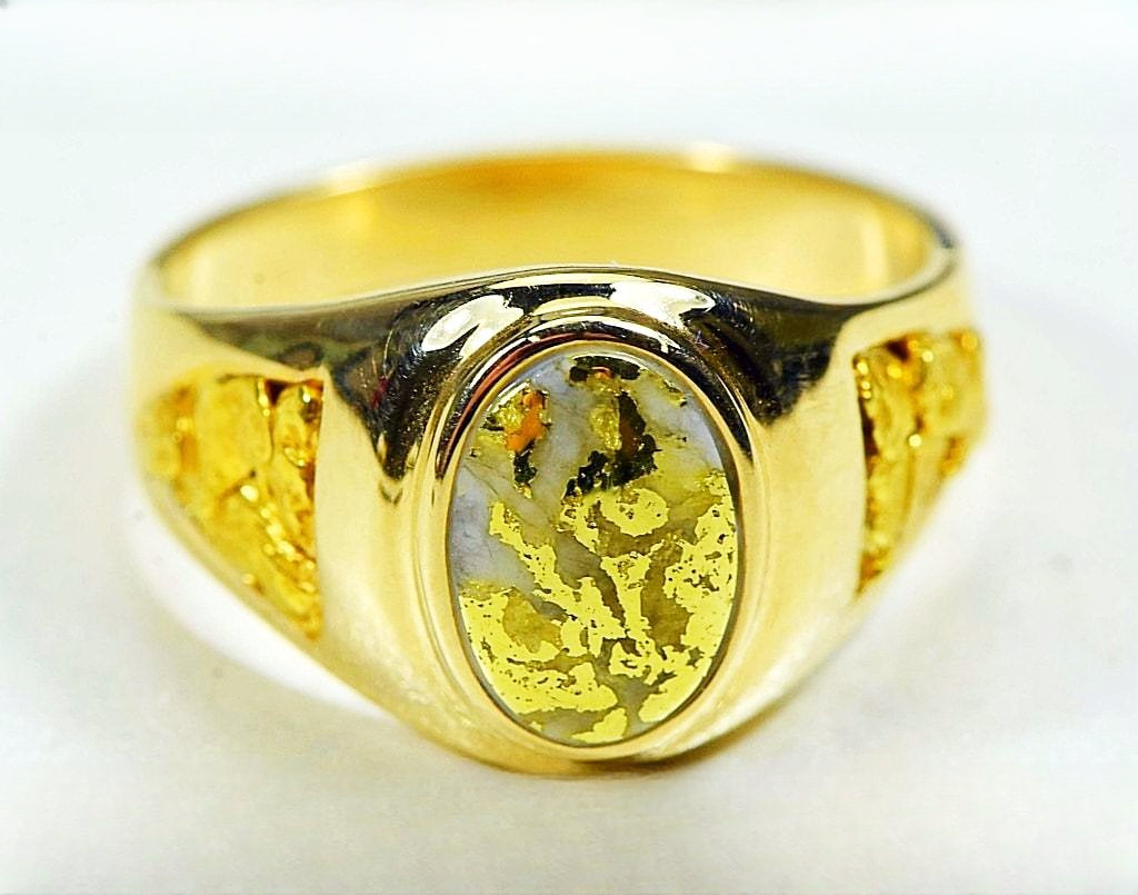 Gold Quartz Ring "Orocal" RM803Q Genuine Hand Crafted Jewelry - 14K Gold Casting