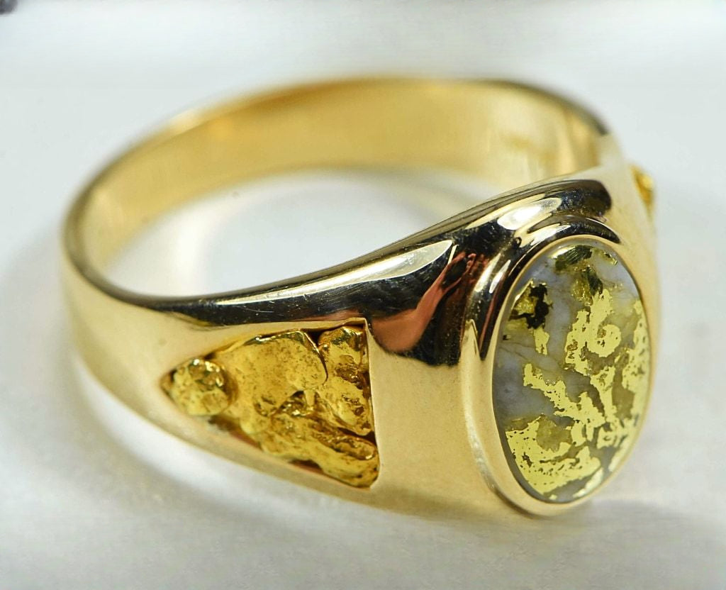 Gold Quartz Ring "Orocal" RM803Q Genuine Hand Crafted Jewelry - 14K Gold Casting