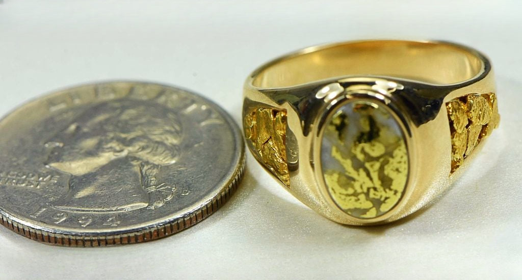 Gold Quartz Ring "Orocal" RM803Q Genuine Hand Crafted Jewelry - 14K Gold Casting