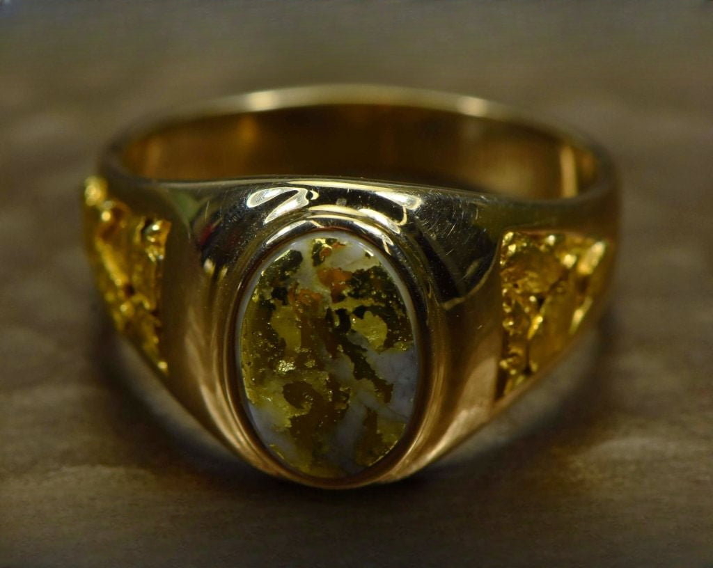 Gold Quartz Ring "Orocal" RM803Q Genuine Hand Crafted Jewelry - 14K Gold Casting