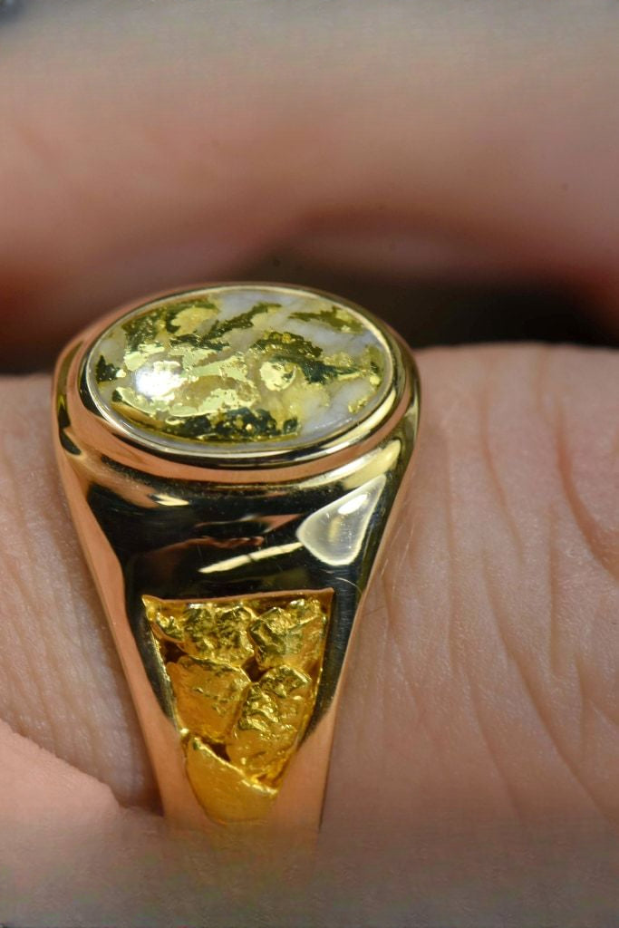 Gold Quartz Ring "Orocal" RM803Q Genuine Hand Crafted Jewelry - 14K Gold Casting