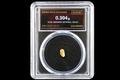 Colorado natural gold nugget sealed in slab, 0.304g, 18.8K, serial SGE-2026-00110, black background