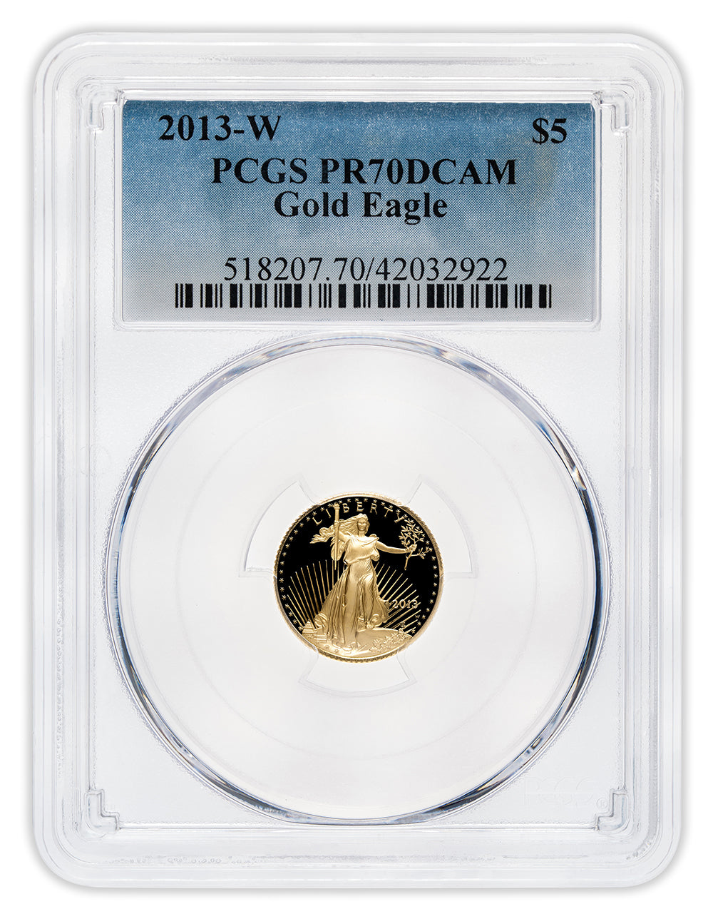 2013-W 1/10 oz Proof Gold Eagle $5 PCGS PR70 FS