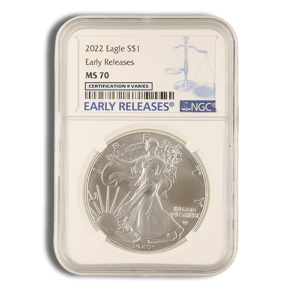 2022 Silver Eagle NGC MS70 Early Releases - Blue Label
