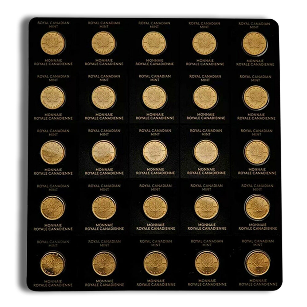 25 x 1 g Canadian MapleGram Gold Coins (Carded)