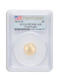 2014-W 1/10 oz Proof Gold Eagle $5 PCGS PR70 FS