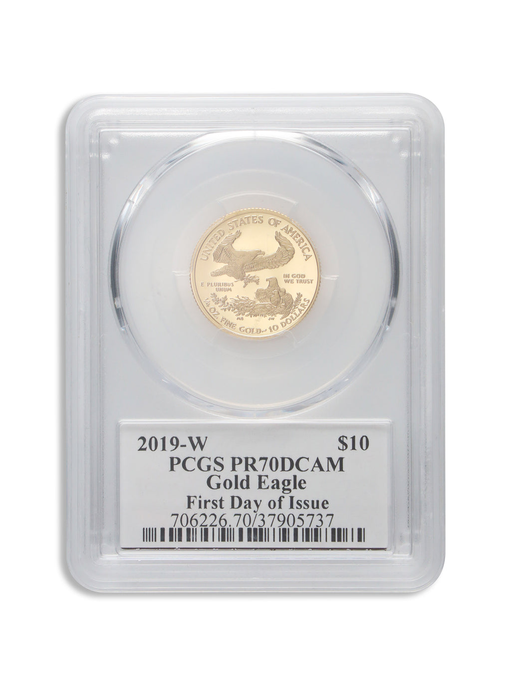 2019-W 1/4 oz Proof Gold Eagle $10 PCGS PR70 FS