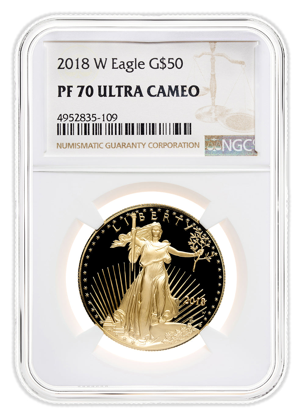 2018-W 1 oz Proof Gold Eagle $50 NGC PF70