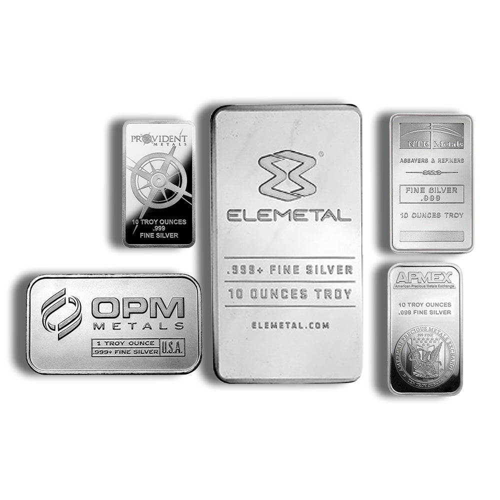10 oz Silver Bar - Elemetal/APMEX/Provident/NTR/OPM