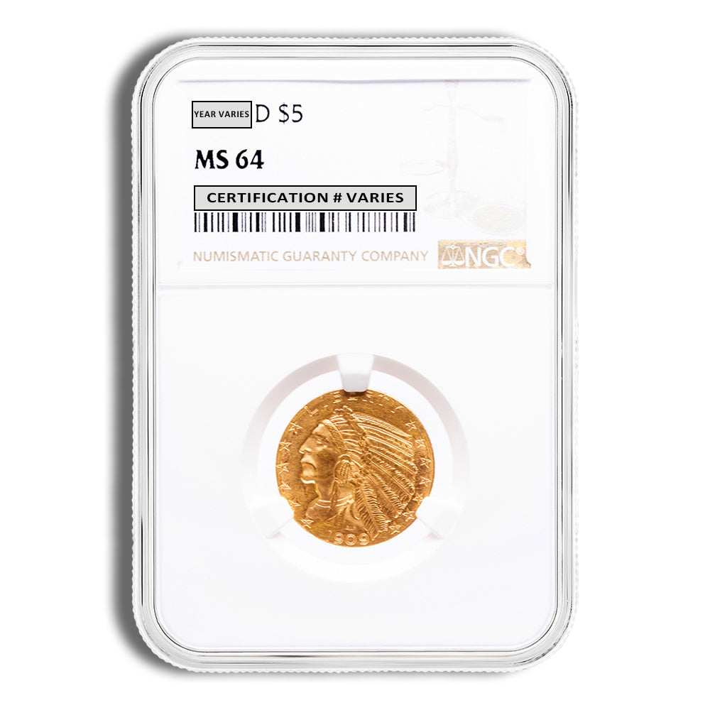 $5 Gold Indian Half Eagle - NGC MS64