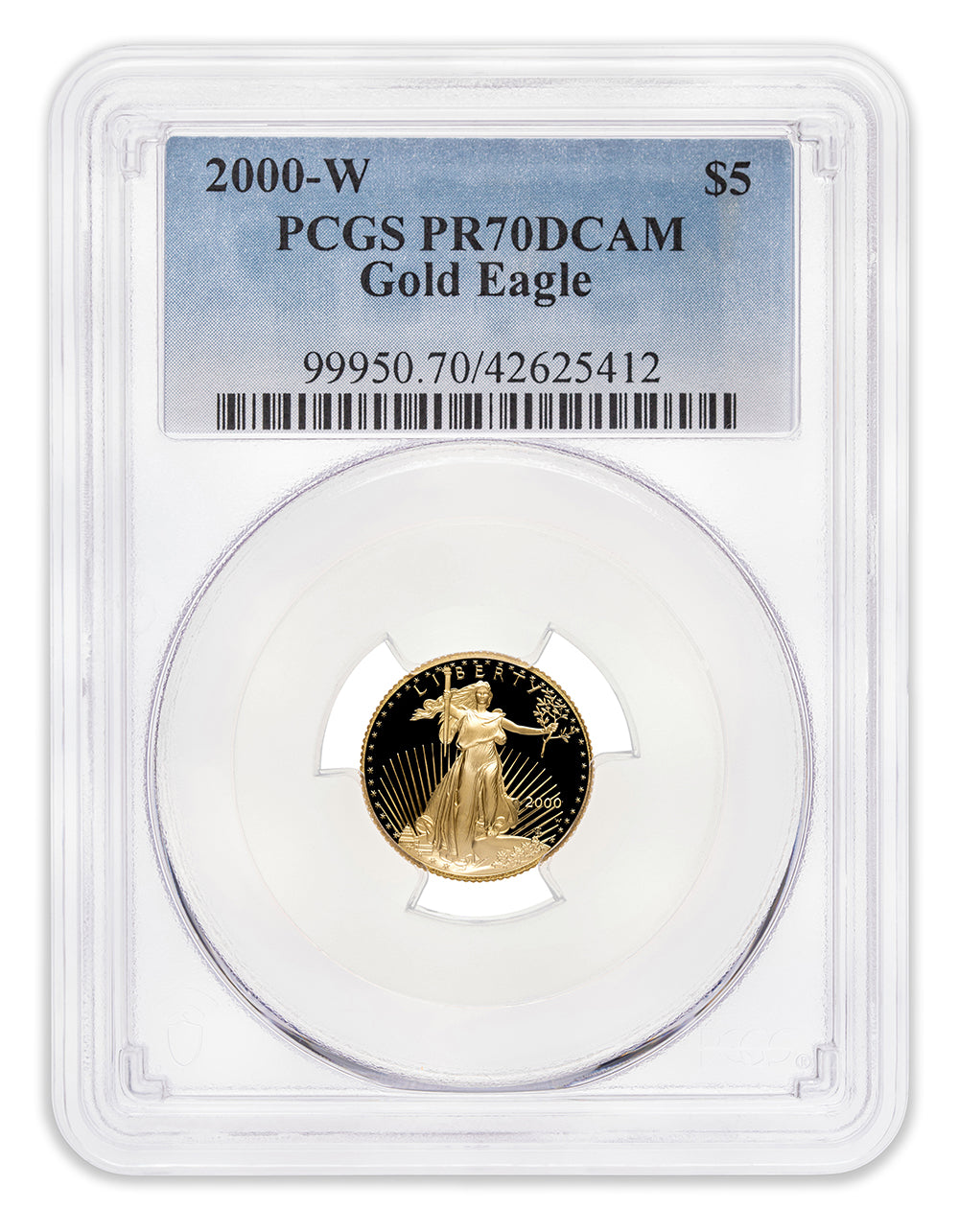 2000-W 1/10 oz Proof Gold Eagle $5 PCGS PR70