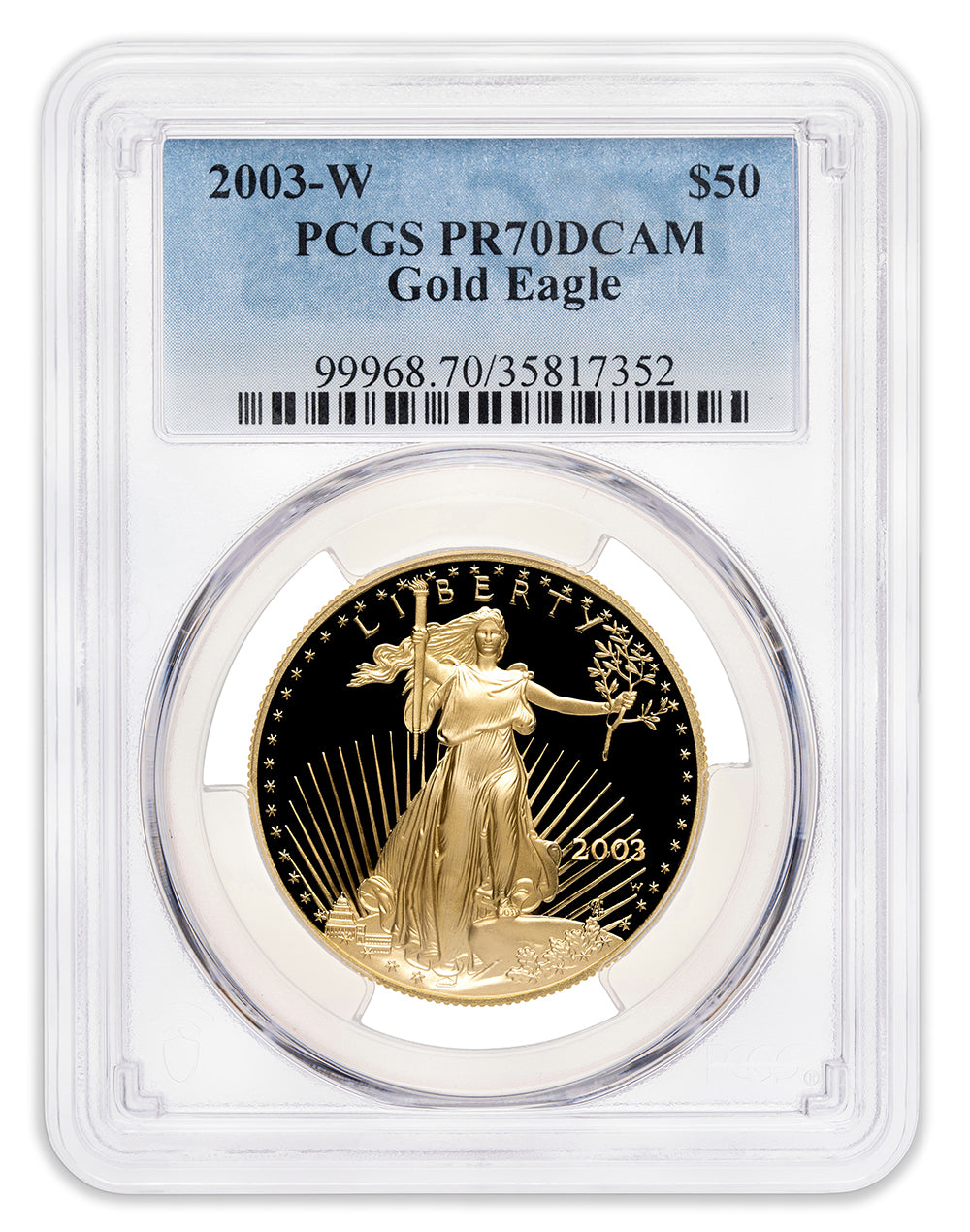 2003-W 1 oz Proof Gold Eagle $50 PCGS PR70