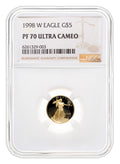 1998-W 1/10 oz Proof Gold Eagle $5 NGC PF70