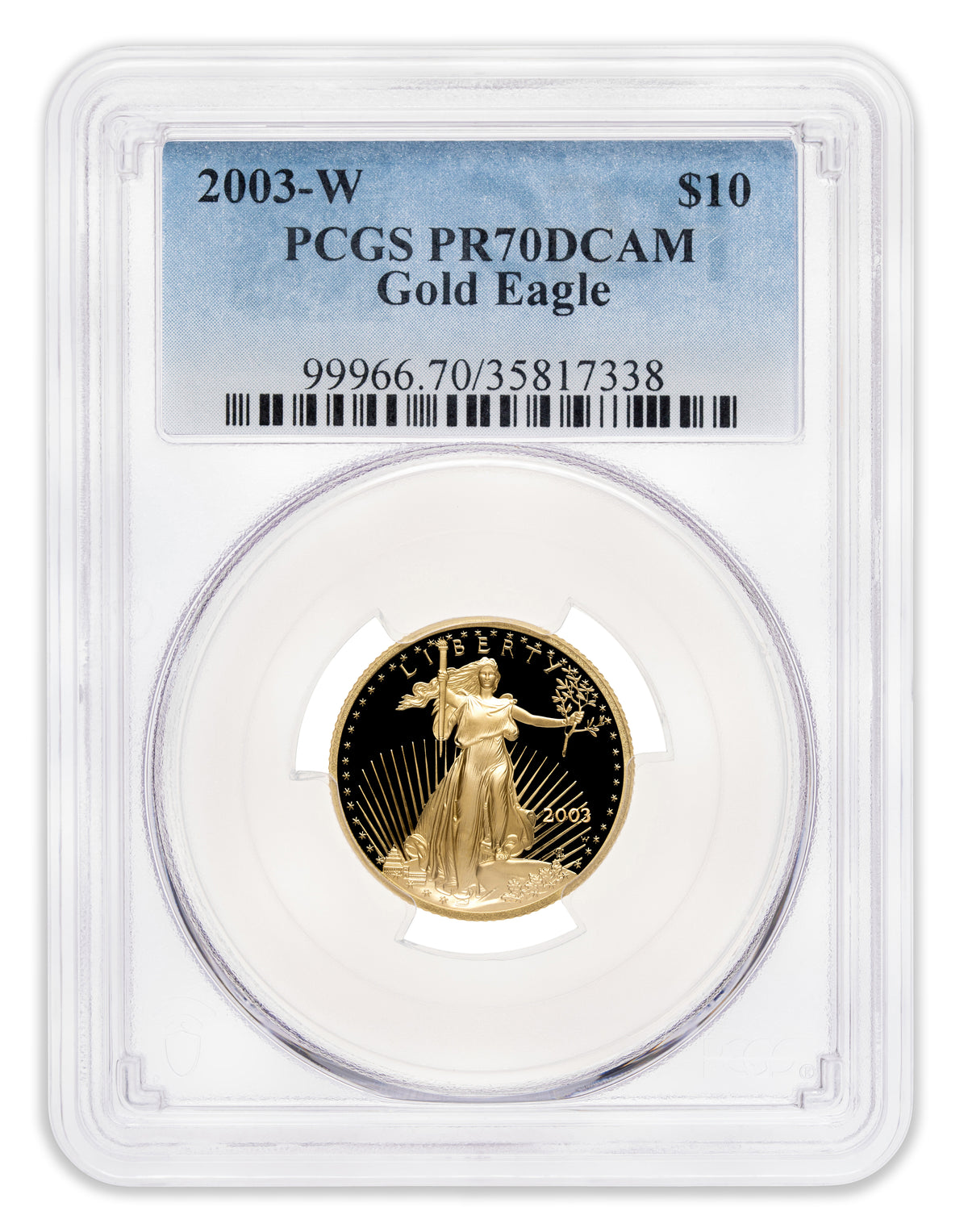 2003-W 1/4 oz Proof Gold Eagle $10 PCGS PR70