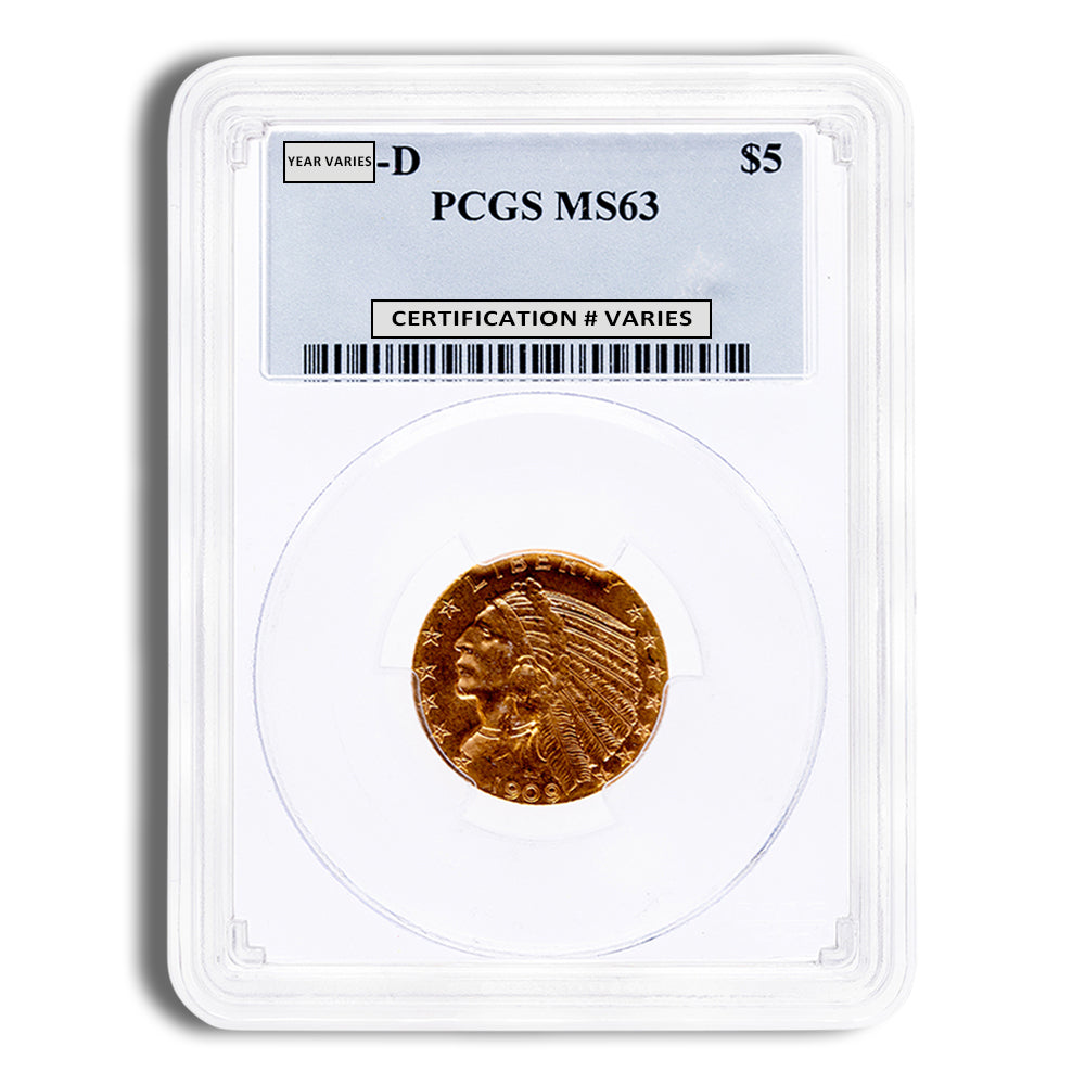 $5 Gold Indian Half Eagle - PCGS MS63