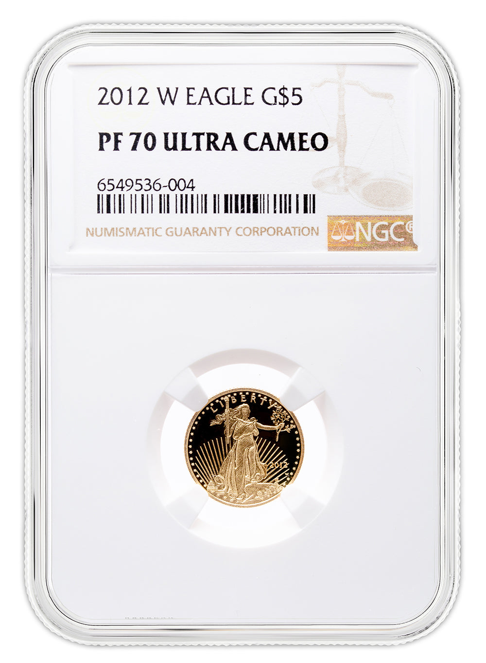 2012-W 1/10 oz Proof Gold Eagle $5 NGC PF70