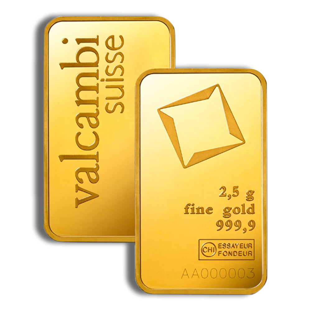 2.5 gram Gold Bar - Valcambi (Carded)