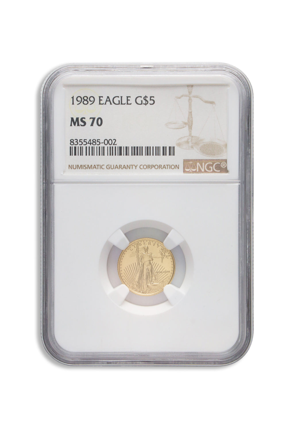 1989 1/10 oz Gold Eagle $5 NGC MS70