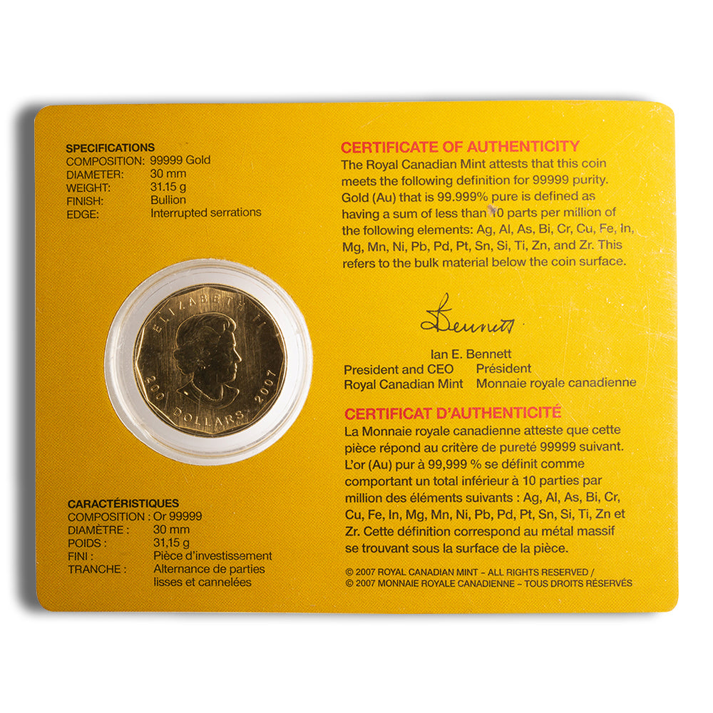 Canada 1 oz Gold Coin .99999 - Year/Design Varies (w/Assay Card)