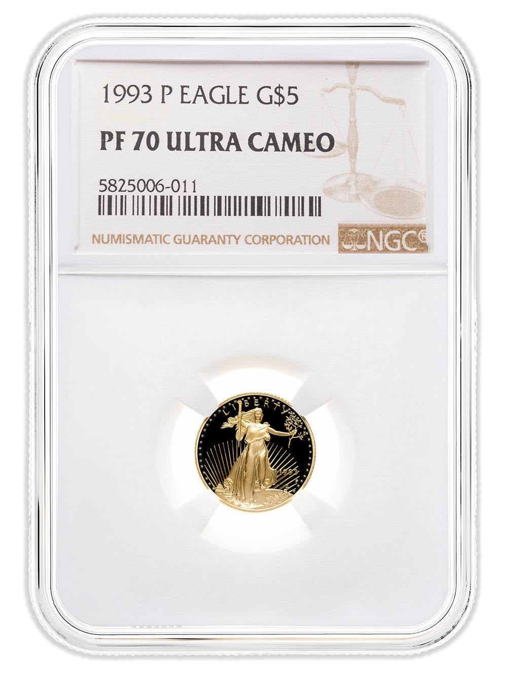 1993-P 1/10 oz Proof Gold Eagle $5 NGC PF70