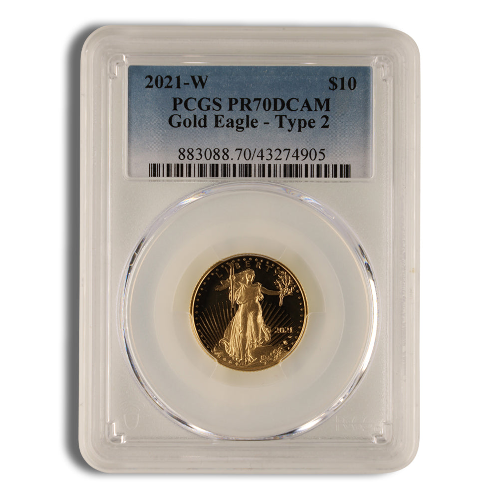 2021-W 1/4 oz Proof Gold Eagle $10 PCGS PR70 - Type 2