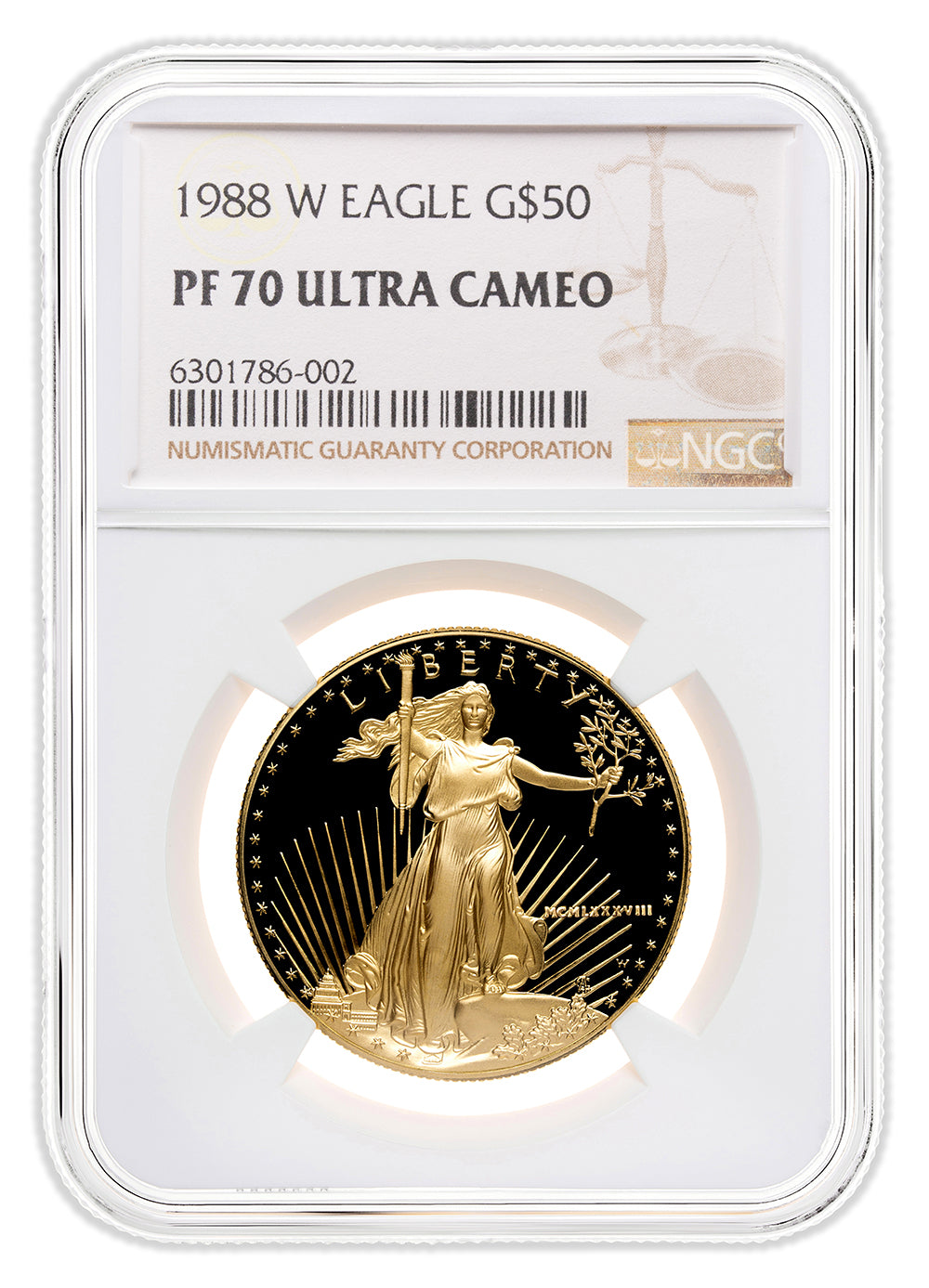 1988-W 1 oz Proof Gold Eagle $50 NGC PF70