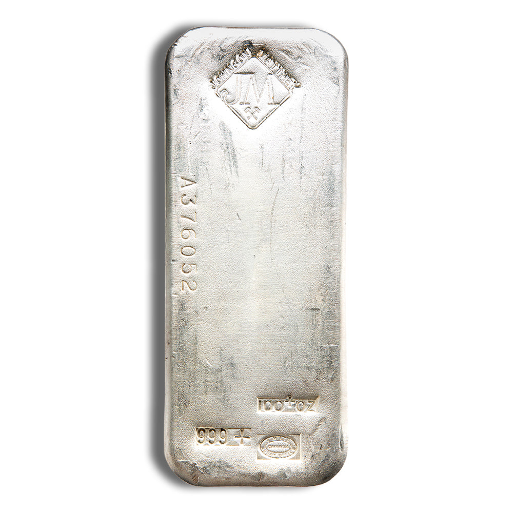 100 oz Silver Bar - Johnson Matthey - JM