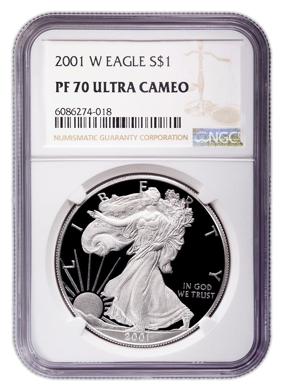 2001-W Proof Silver Eagle NGC PF70