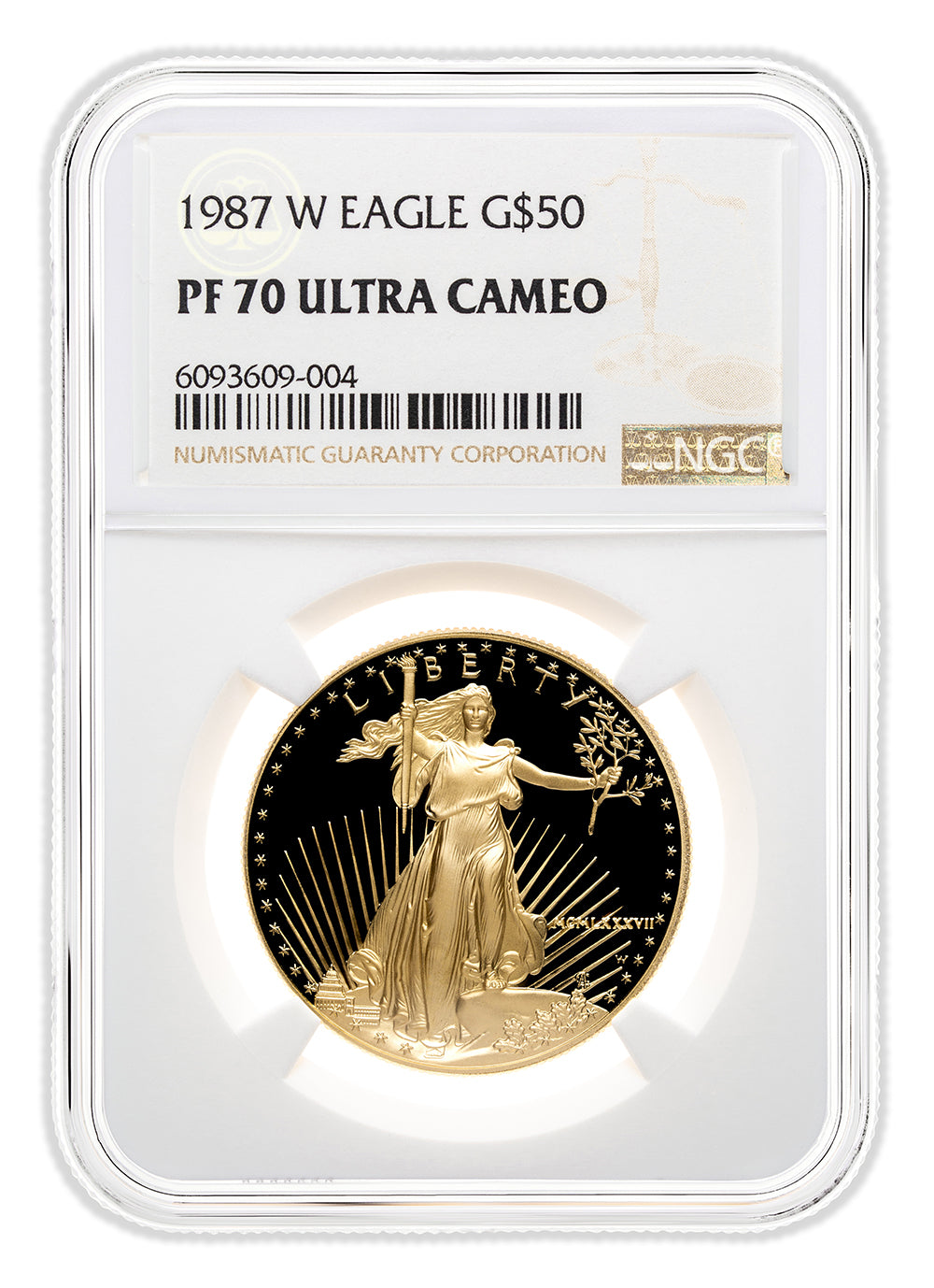 1987-W 1 oz Proof Gold Eagle $50 NGC PF70