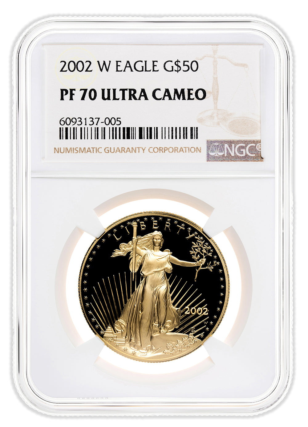 2002-W 1 oz Proof Gold Eagle $50 PCGS PR70