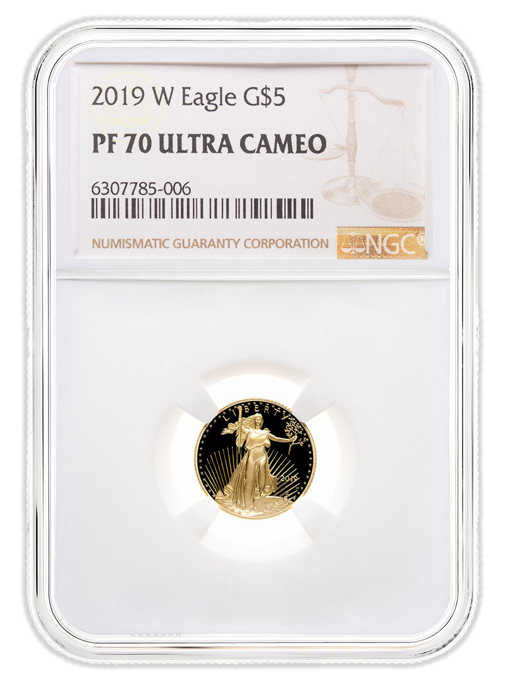 2019-W 1/10 oz Proof Gold Eagle $5 NGC PF70