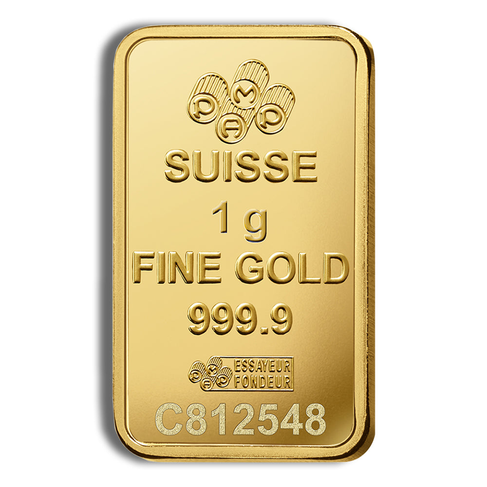 1 gram Gold Bar - PAMP Fortuna (Carded)