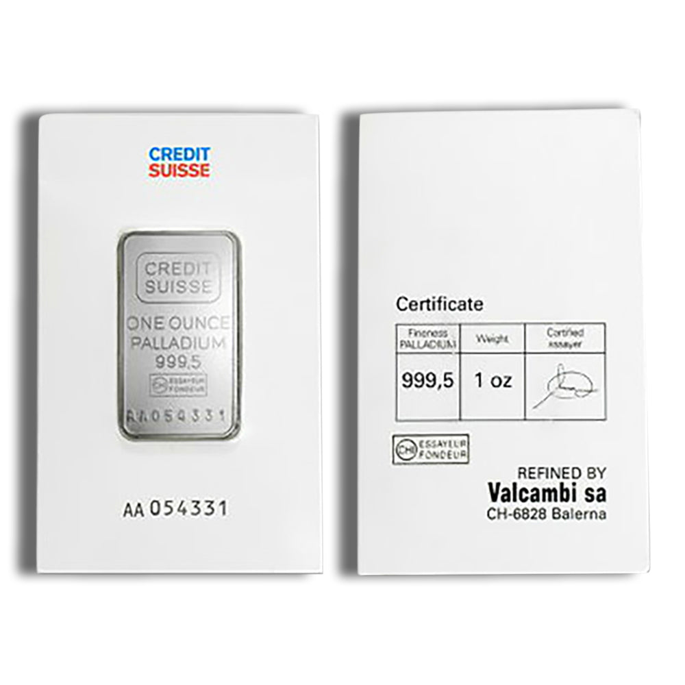 1 oz Palladium Bar - Credit Suisse  (Carded)