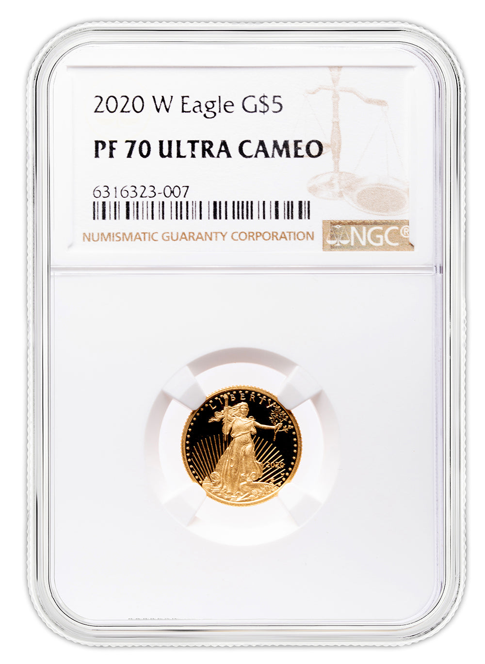 2020-W 1/10 oz Proof Gold Eagle $5 NGC PF70