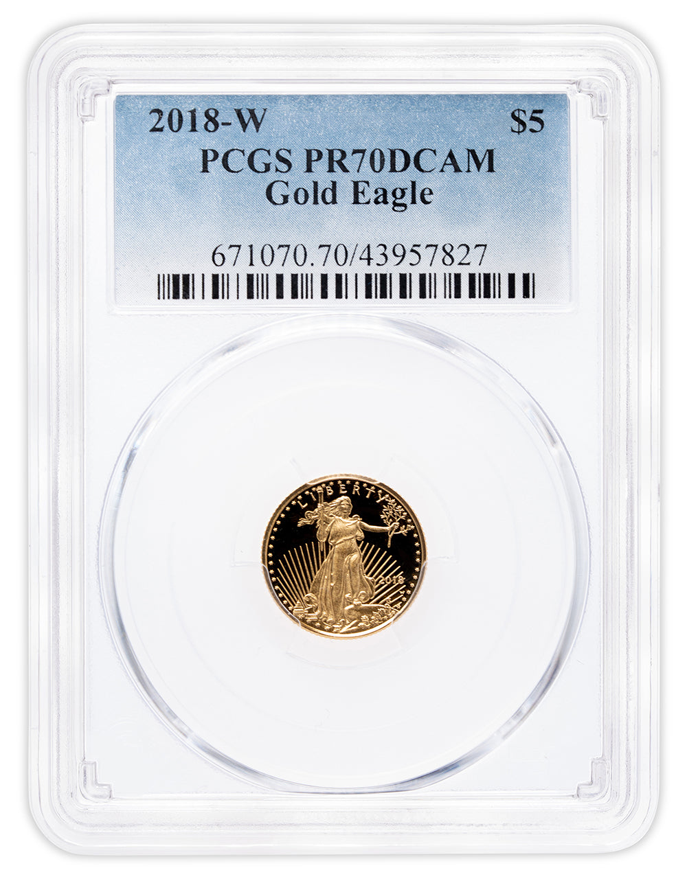 2018-W 1/10 oz Proof Gold Eagle $5 PCGS PR70