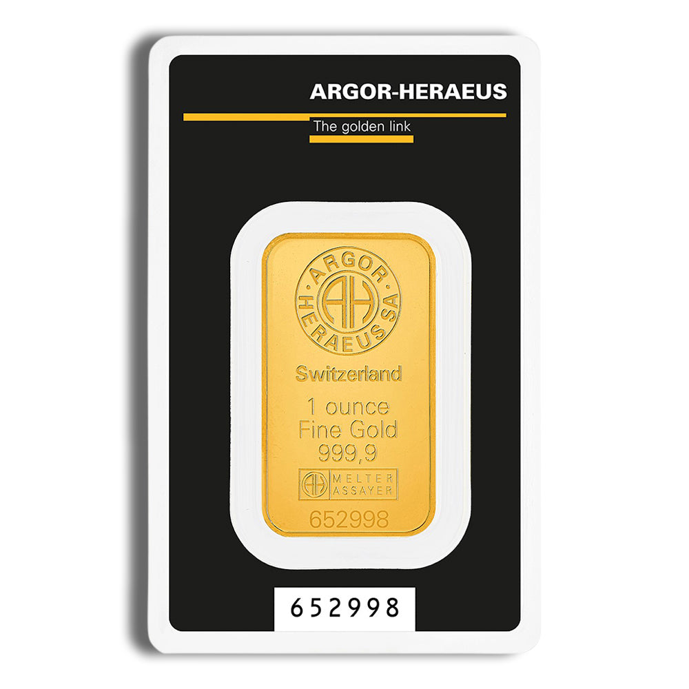 1 oz Gold Bar - Argor-Heraeus (Carded)