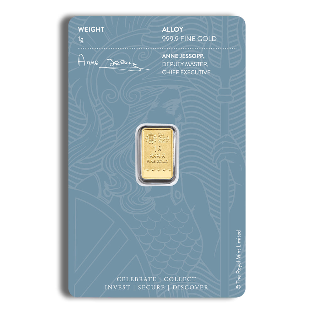 1 gram Gold Bar - Britannia (Carded)