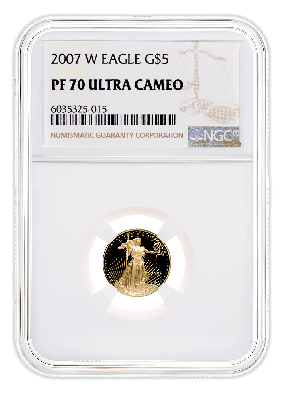 2007-W 1/10 oz Proof Gold Eagle $5 NGC PF70
