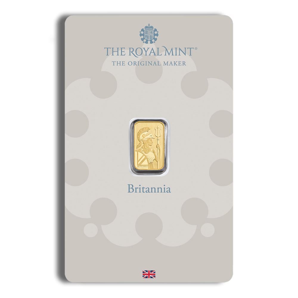 1 gram Gold Bar - Britannia (Carded)