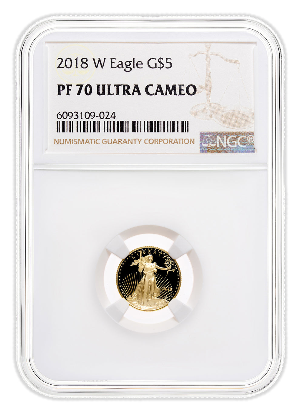 2018-W 1/10 oz Proof Gold Eagle $5 NGC PF70