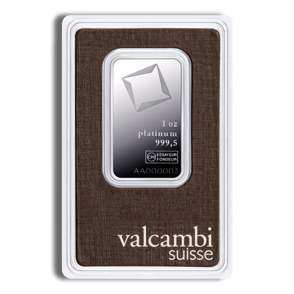 1 oz Platinum Bar - Valcambi (Carded)