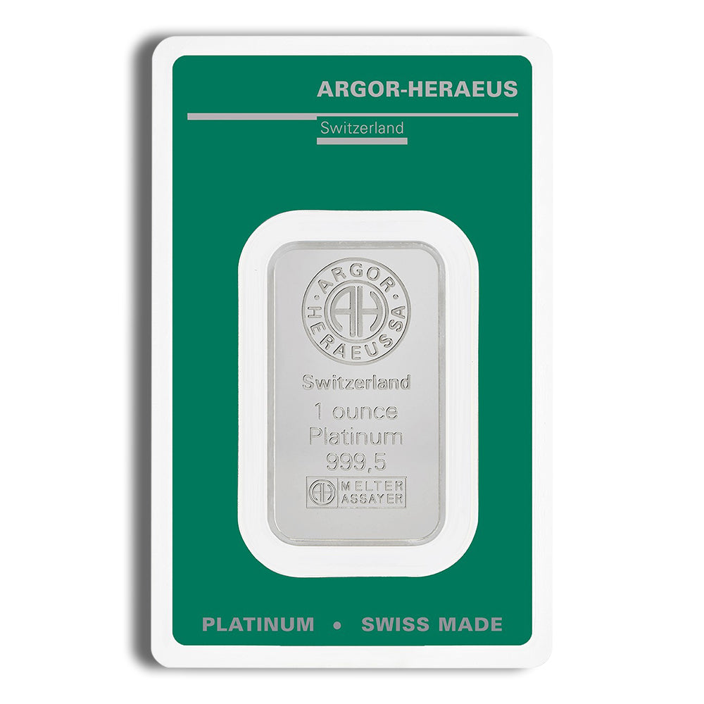1 oz Platinum Bar - Argor-Heraeus (Carded)